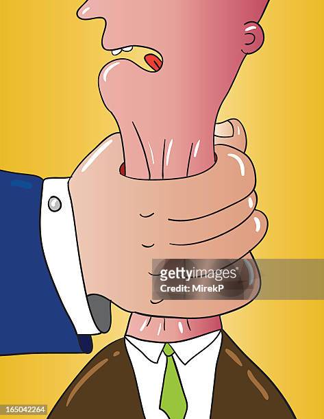 by the neck - access control cartoon stock illustrations