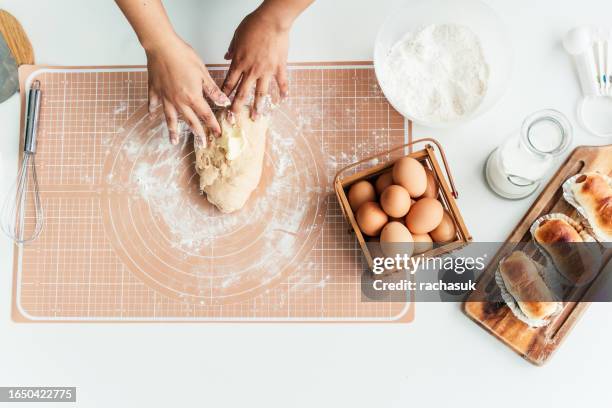 top view baking ingredients - bread and butter stock pictures, royalty-free photos & images