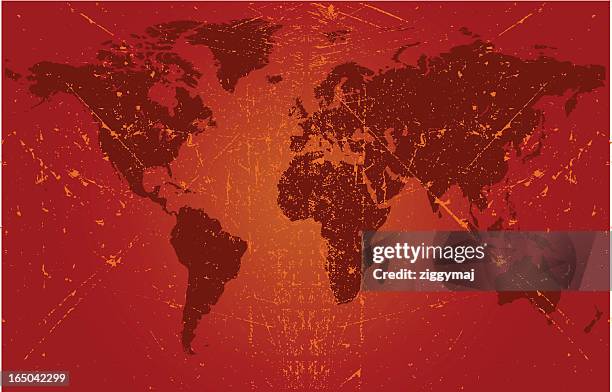 a vintage red map of the world - accurate world map vector stock illustrations