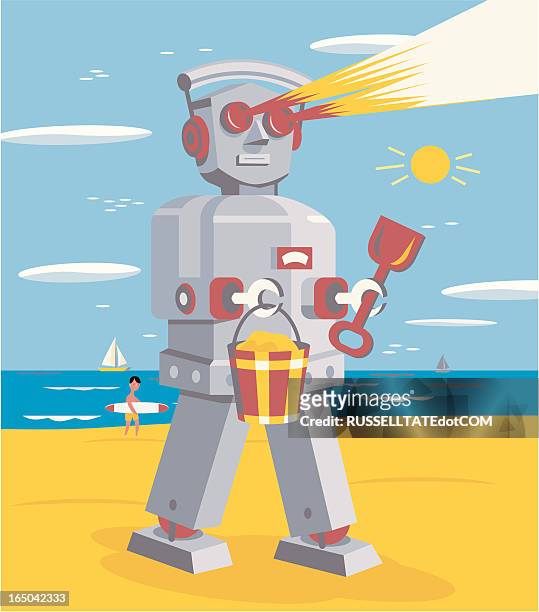 beach robot - laser stock illustrations