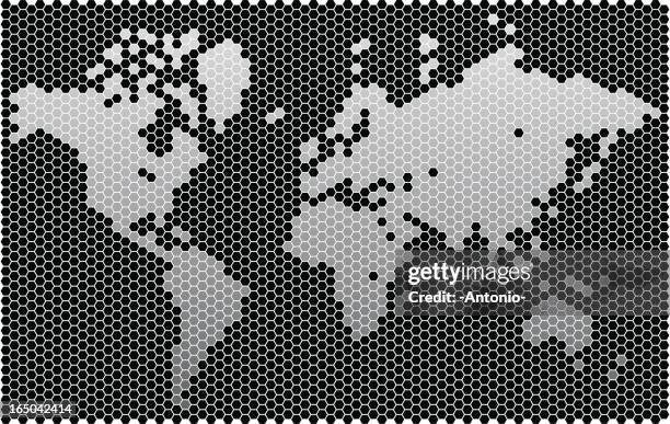 hexagon worldmap (3300 cells) - portrait grid stock illustrations