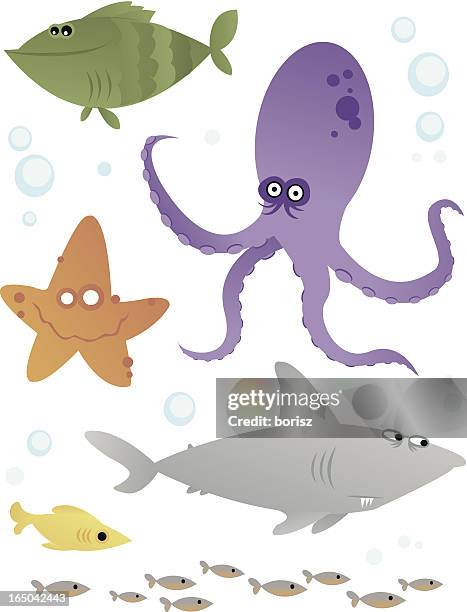 ilustraciones, imágenes clip art, dibujos animados e iconos de stock de vida marítima - pez roca