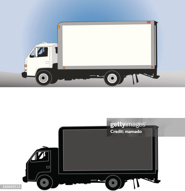 delivery truck with driver (vector) - delivery van driver stock illustrations