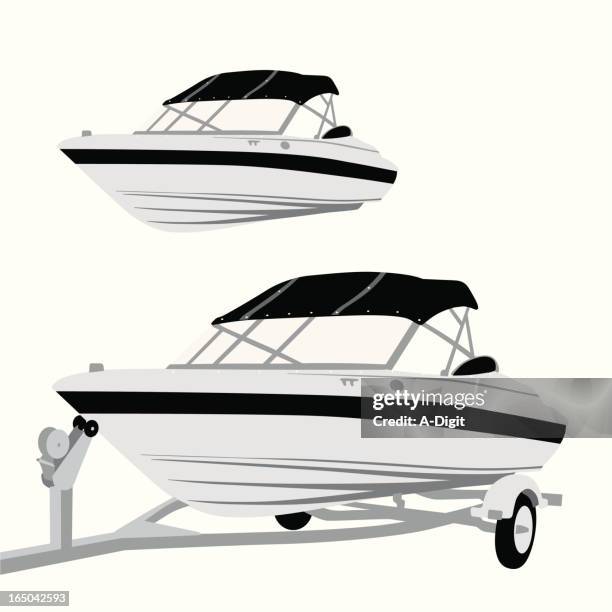 speed boat vector silhouette - speed boat stock illustrations