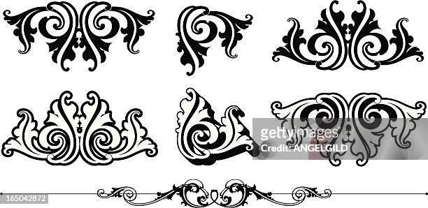 ornate scrolls and rule - gothic style stock illustrations