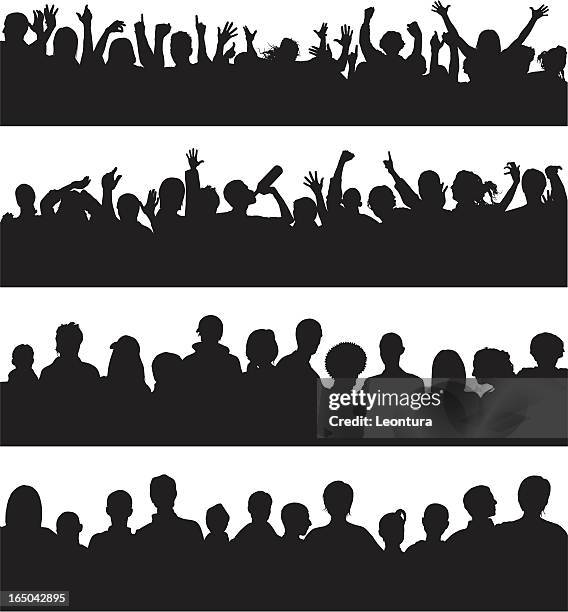 noisy and quiet crowds of people - crowd surfing stock illustrations