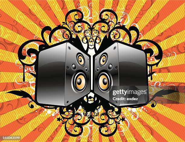 piano black speaker set - cancun stock illustrations