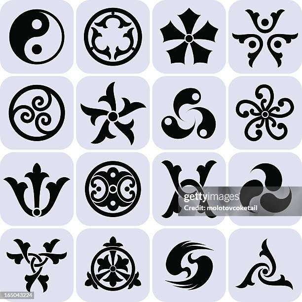 logos from the east (vector) - yin yang symbol stock illustrations