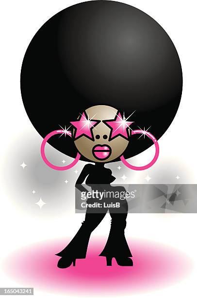 illustrazioni stock, clip art, cartoni animati e icone di tendenza di funky lady - afro