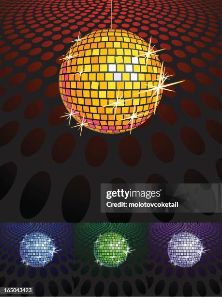 disco mirror balls (vector) - mirror ball stock illustrations