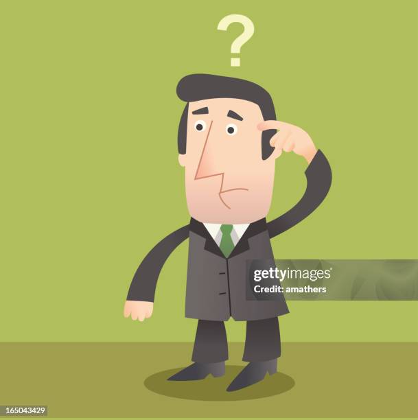 cartoon animation of confused businessman - scratching head stock illustrations