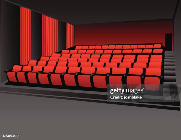 ilustraciones, imágenes clip art, dibujos animados e iconos de stock de cine theater - butacas de cine