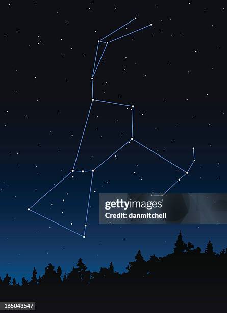orion (der hunter) constellation - constellation stock-grafiken, -clipart, -cartoons und -symbole