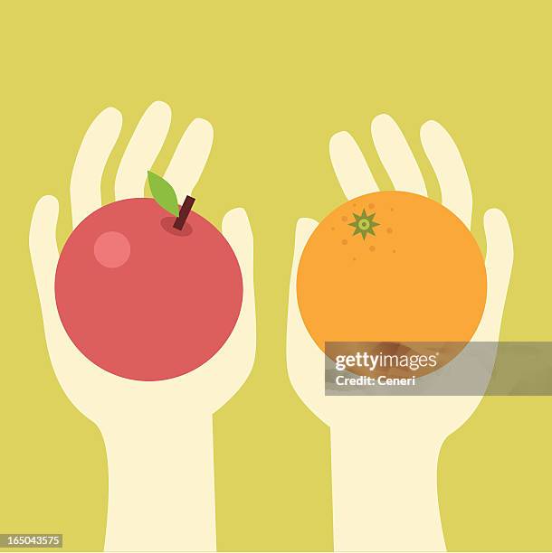 apples and oranges - decisions stock illustrations