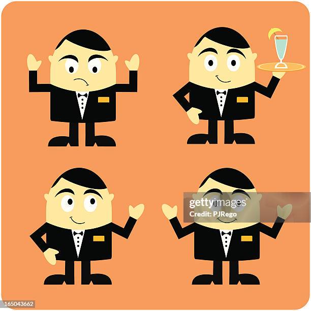 waiter character - fancy restaurant kitchen stock illustrations