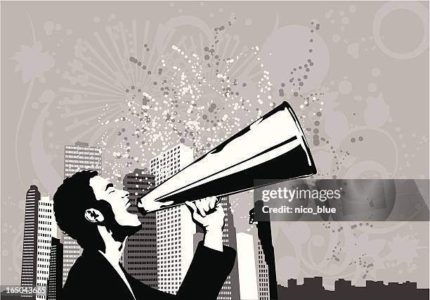 business man with announcement - noise pop stock illustrations