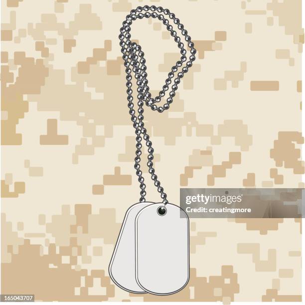 ilustrações, clipart, desenhos animados e ícones de deserto cão etiquetas - military dog tags