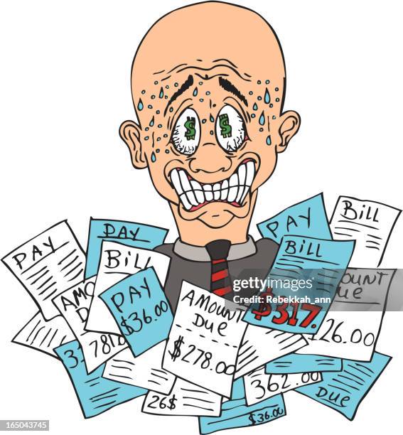 bills..bills...bills....... - worker sweating stock illustrations