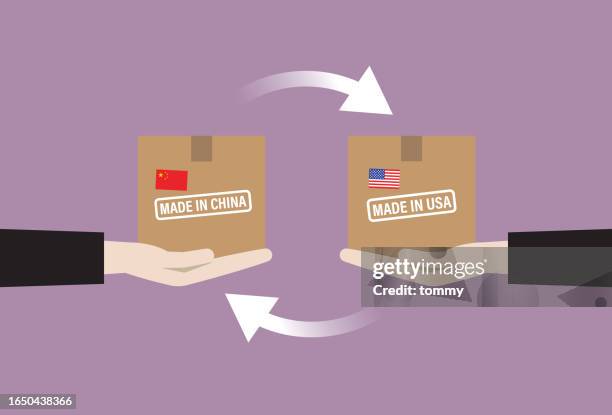 illustrations, cliparts, dessins animés et icônes de commerce entre les états-unis et la chine - drapeau chinois