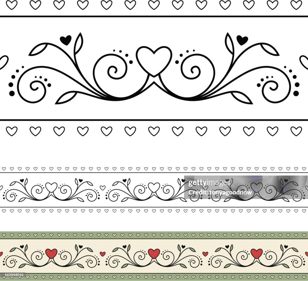 Blooming Heart Border Pattern