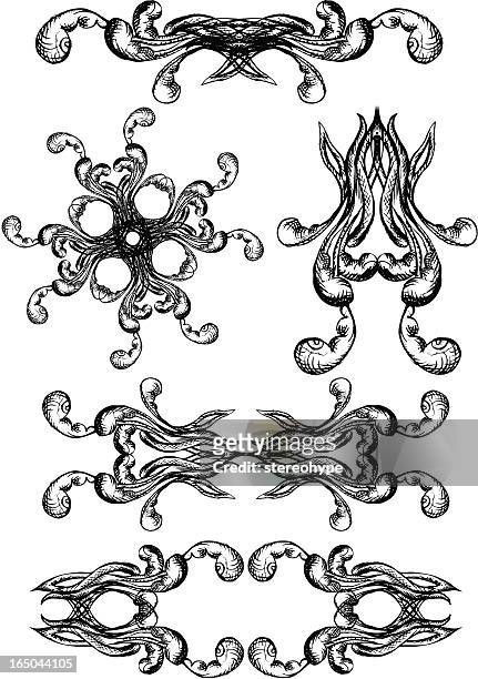 ink octopuss graphic elements - tentacle pattern stock illustrations