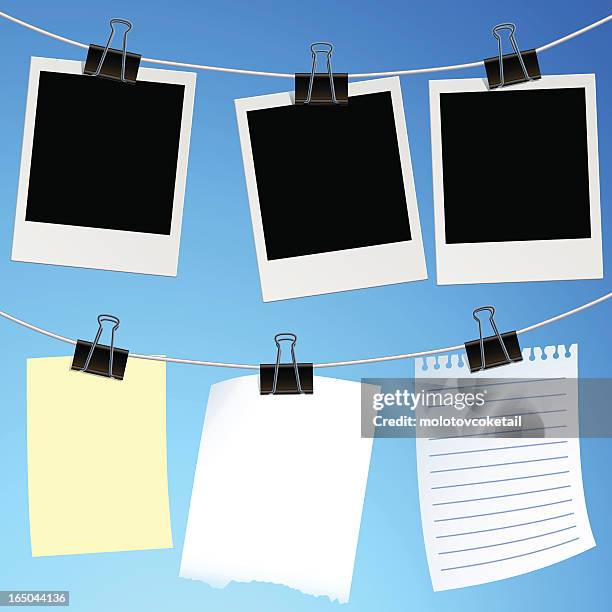 polaroid and notes (vector) - film frame stock illustrations