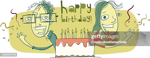 happy birthday! - surprise birthday party stock illustrations
