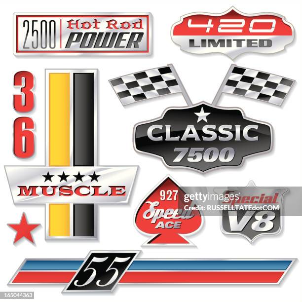 auto insignia with numbers - hot car stock illustrations