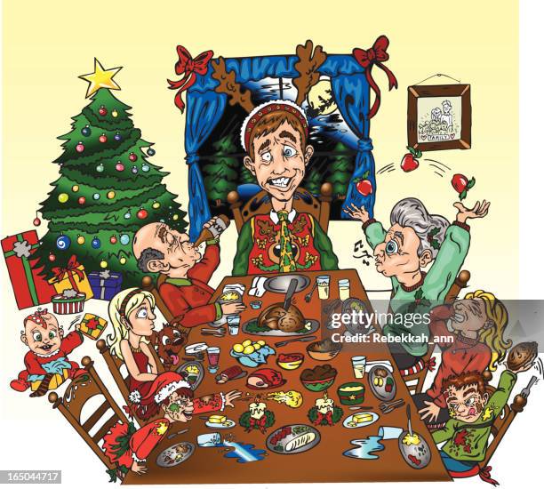 family dinner! - family chaos stock illustrations