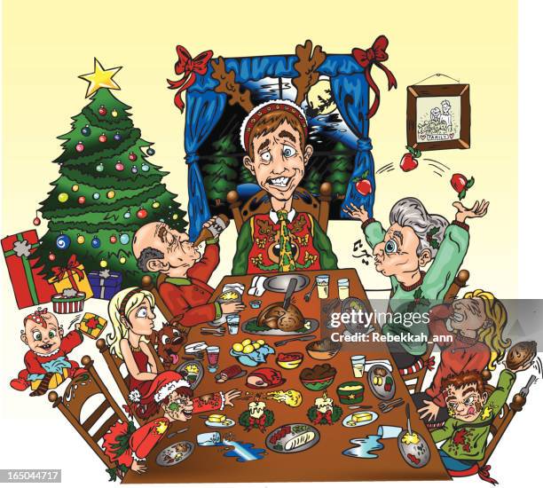 family dinner! - emotional stress family stock illustrations