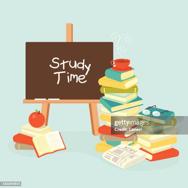 study time - newspaper stack stock illustrations