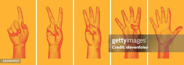 halftone number fingers - number 5 illustration stock illustrations