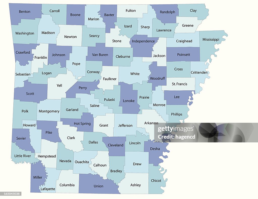 Arkansas state - county map