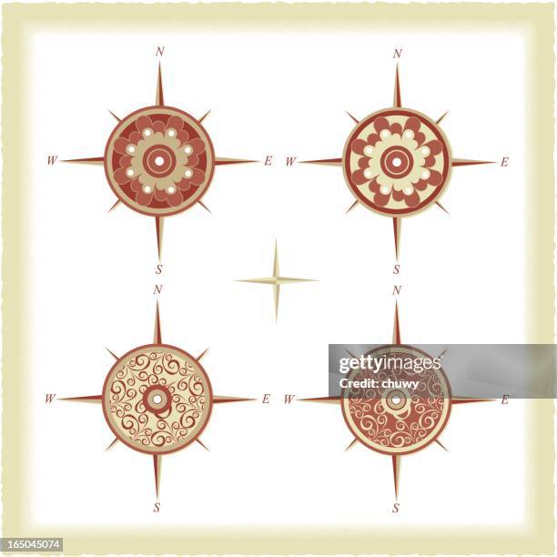 ornamental compass - compass white background stock illustrations