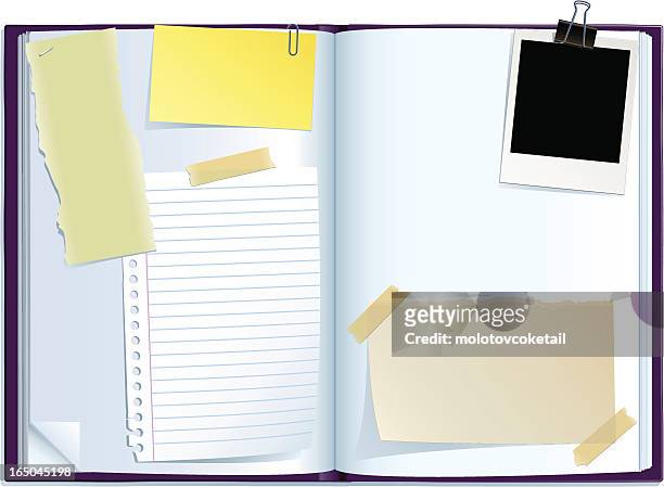 journal spread - open diary stock illustrations