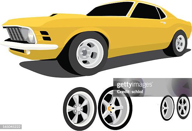 klassische mustang - rally car racing stock-grafiken, -clipart, -cartoons und -symbole