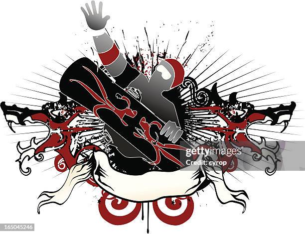 dragon snowboarder - snowboarder stock illustrations