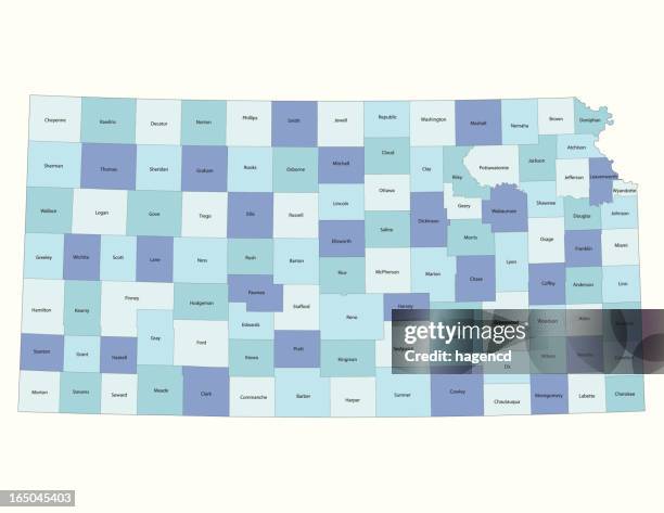 kansas state-county karte - kansas stock-grafiken, -clipart, -cartoons und -symbole