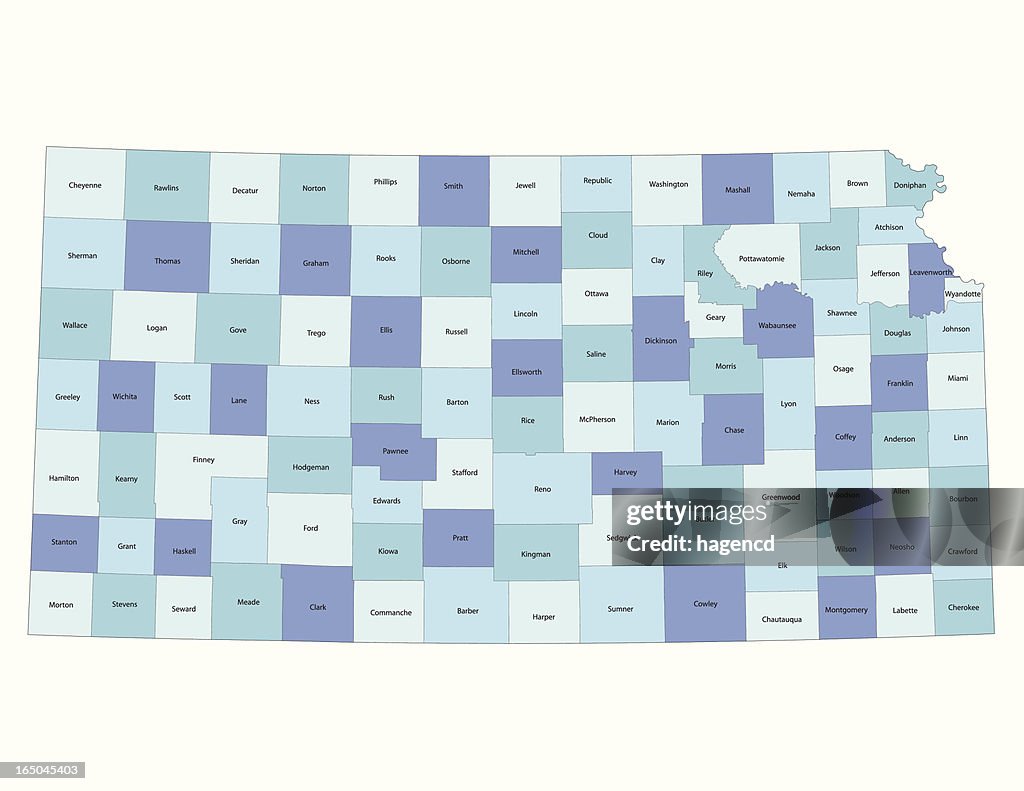 Kansas state - county map