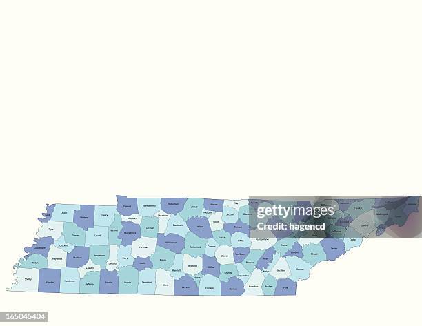 tennessee state - county map - ward stock illustrations