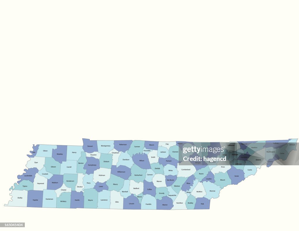 Tennessee state - county map