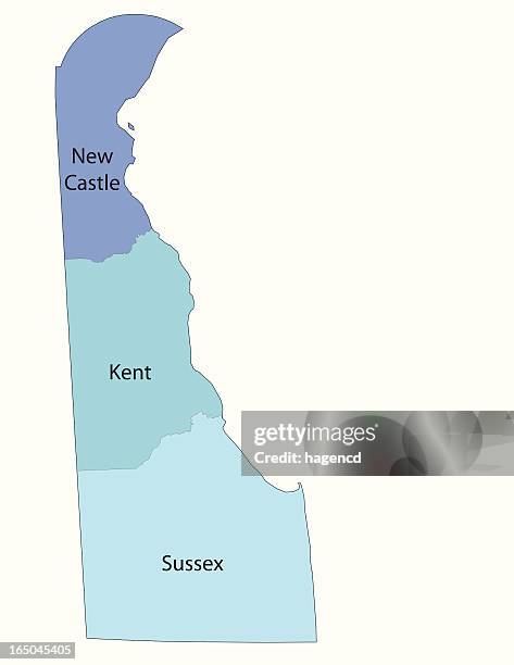 ilustrações de stock, clip art, desenhos animados e ícones de mapa do estado de delaware-condado - delaware