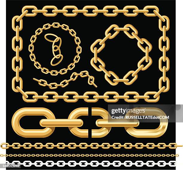 stockillustraties, clipart, cartoons en iconen met gold chain black - gold chain