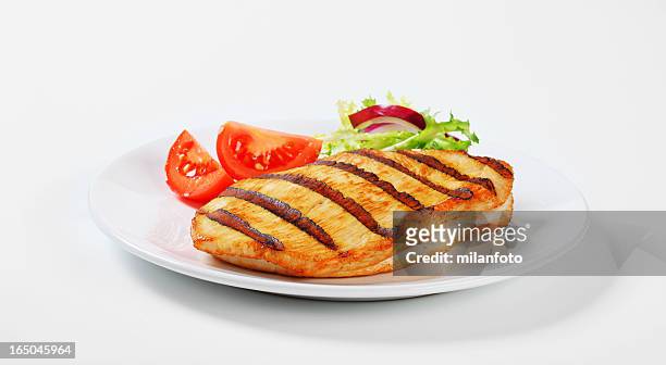 grilled turkey breast steak - kalkonbröst bildbanksfoton och bilder