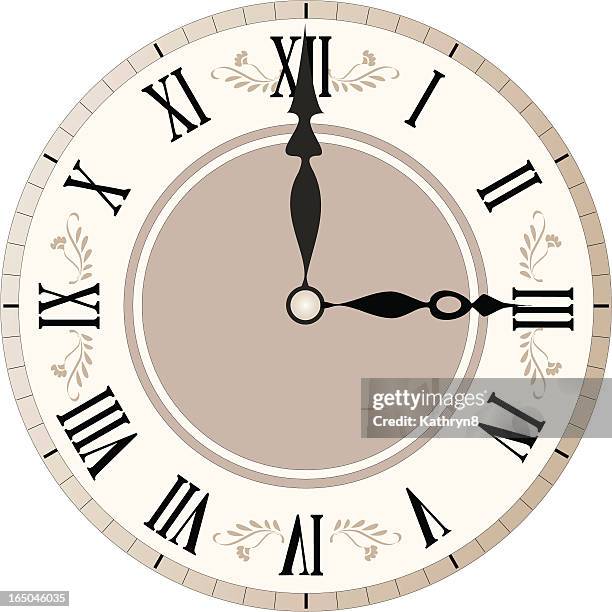 decorated clock face - office hour stock illustrations