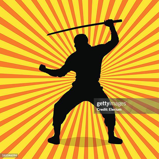 stockillustraties, clipart, cartoons en iconen met ninja silhouette - zwarte band