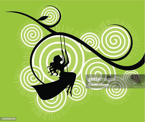 illustrations, cliparts, dessins animés et icônes de rêves de swing - girl swing vector