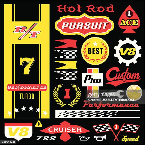 racing logos black - motorsport stock illustrations