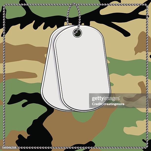ilustrações, clipart, desenhos animados e ícones de cão etiquetas em camuflagem - military dog tags