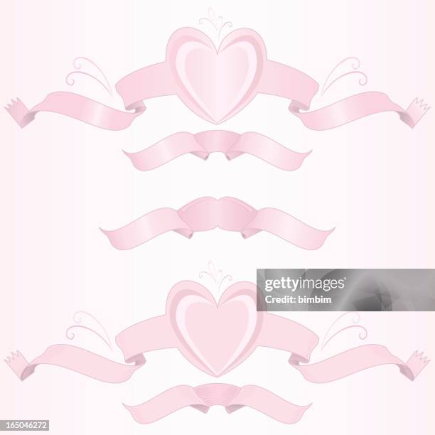 heart banner - heart scroll vector stock illustrations